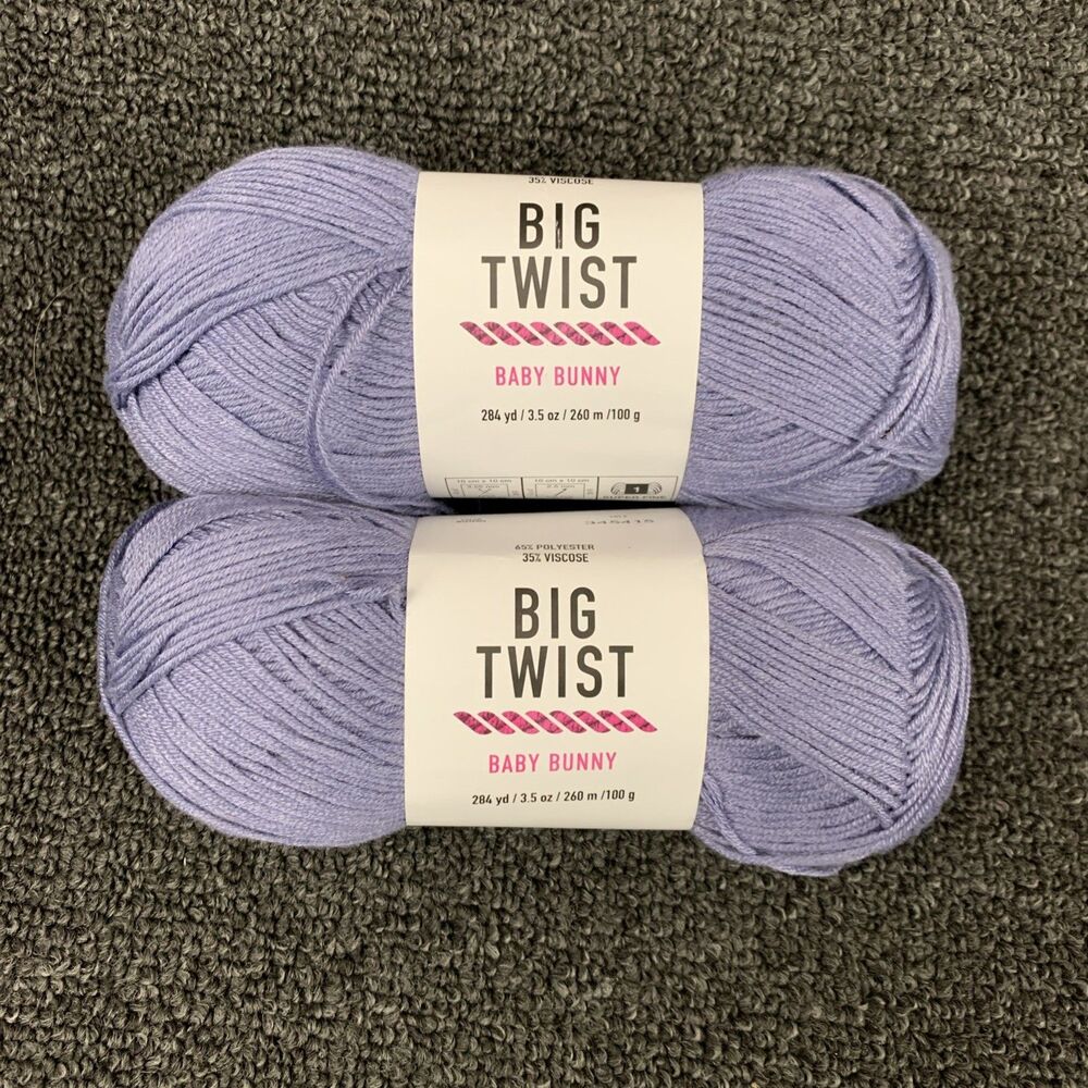 Lot Of 2 Big Twist Baby Bunny Yarn Wisteria 3.5 oz 284 yds Each New Super Fine